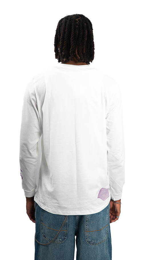 T-shirt blanc et détails violet manches longues de la marque waviest mixte